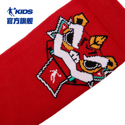 The same style of Jordan children's clothing in the mall, long New Year socks, suitable for children aged 6 to 14 to wear. Big children's Snake Year cotton socks for New Year greetings