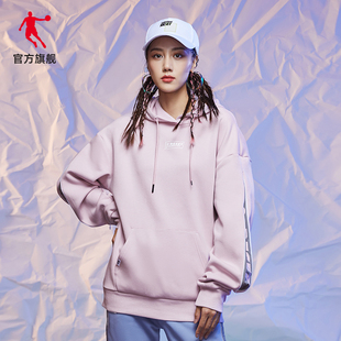 【祝绪丹同款】乔丹运动卫衣女2021春季新款加绒保暖宽松套头上衣