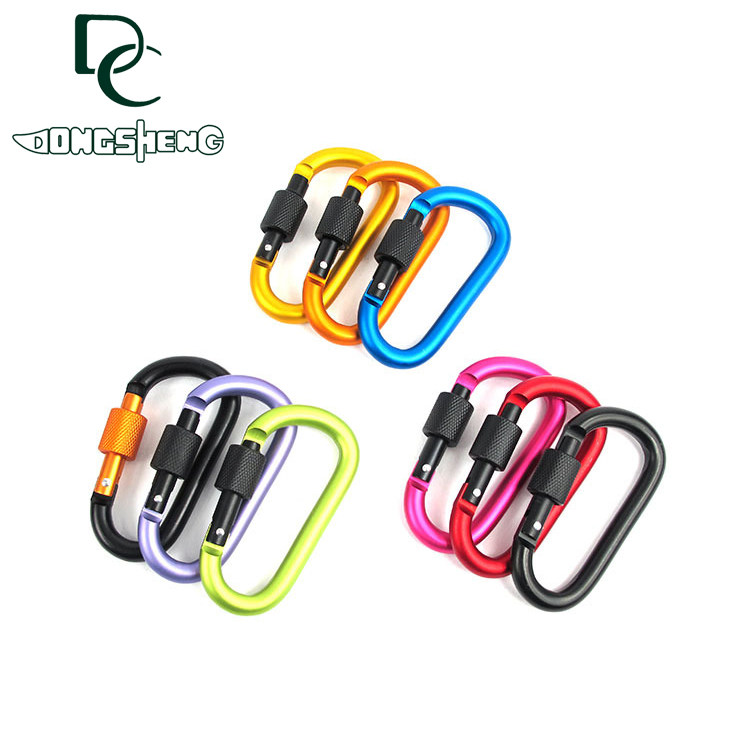  Outdoor Climbing Buckle Hook key buckle with lock D buckle aluminium alloy Quick hanging buckle Colour Shoulder Bag Water Bottle Buckle