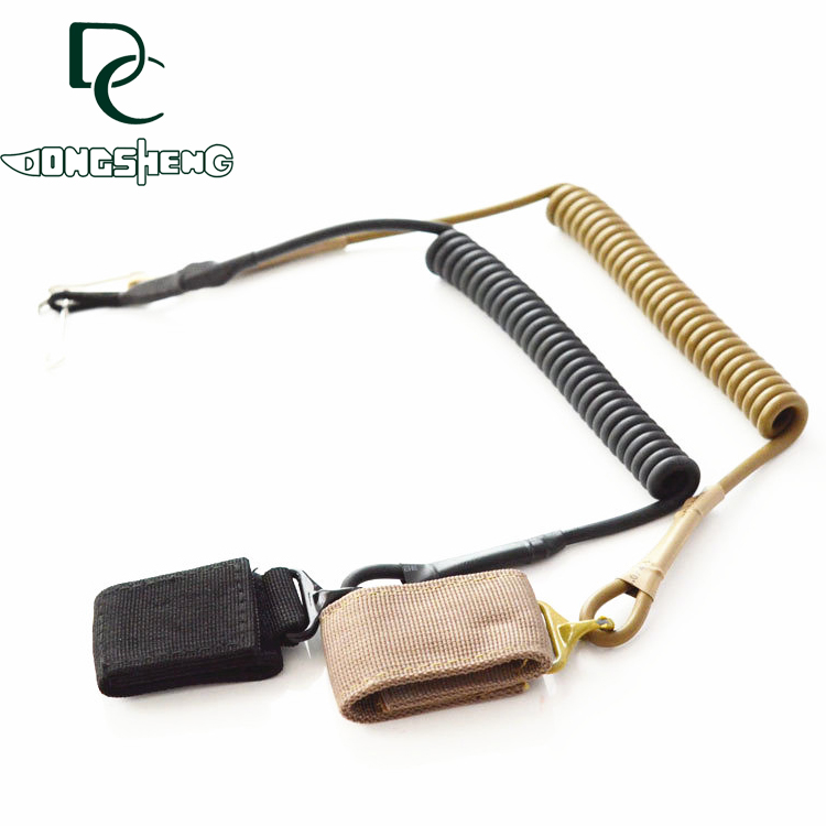 Outdoor Military Fan Spring Gunline Edc Multi-Purpose Tactical Anti-throw Stretch Cord Molle System Keychain Lanyard