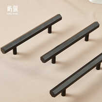 brass six-sided lengthened handle European style modern minimalist wardrobe cupboard door Nordic drawers American black long handle