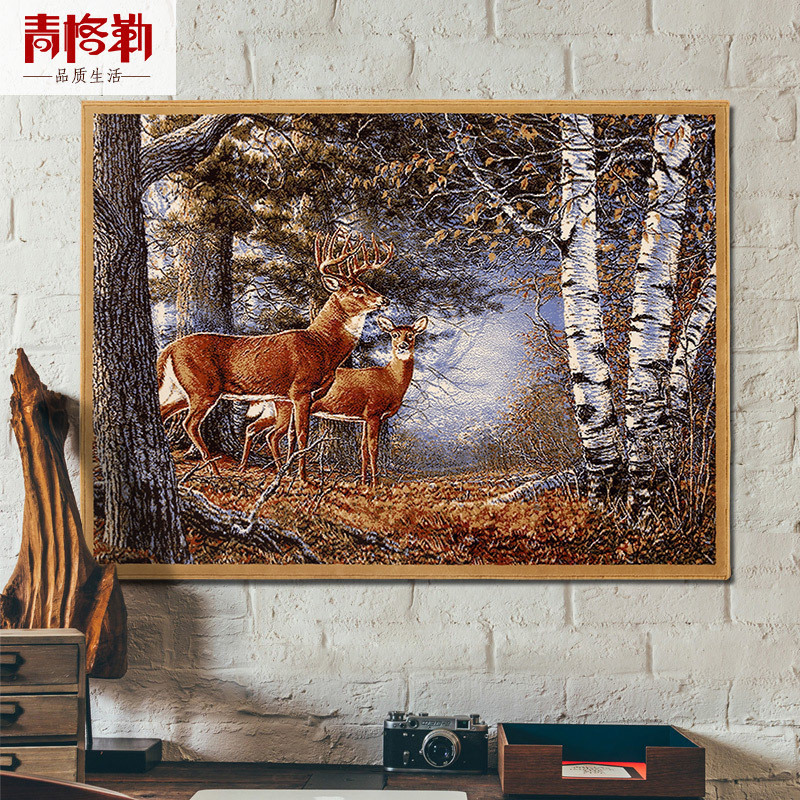 Mongolian Imported Wool Tapestry Auspicious Deer Double Deer Living Room Bedroom Corridor Home Landscape Art Carpet Mural