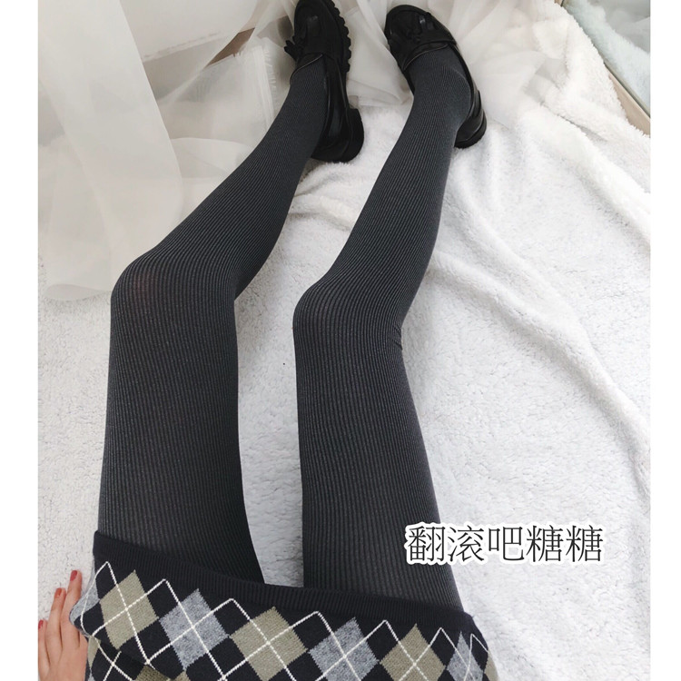 Gầy! 80D nhung vi áp lực mờ mỏng dọc sọc bếppipe đáy romper vớ phụ nữ vớ đùi cotton đẹp