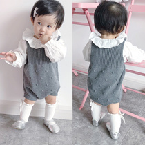Newborn baby girl childrens conjoined clothes spring and autumn clothes Princess baby autumn and winter clothes full moon feast