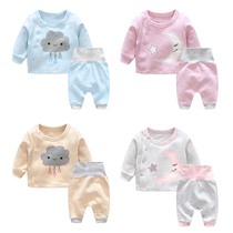 Baby clothes 0 years old 1 boy 3ins wind 3 baby 4 home 5 thick warm base shirt set autumn girls