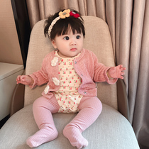 Girls cardigan 2022 spring and autumn clothes baby childrens jacket 1 year old 3 months child girl baby knitted sweater top autumn