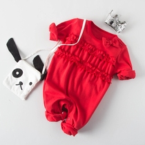 Bei Lele Baby Winter Clothing Outsuit Baby Conjoined Clothes New Year Red Tiger Baito Year Sleep newborn New Year