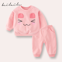 Infant childrens sweater suit baby one-piece clothes 3 girls foreign style 2 sports spring and autumn clothes 0 autumn and winter 1 year old