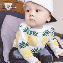 Mommy kiss baby sweater girls boys baby baby Foreign sweater newborn pineapple thickening base shirt