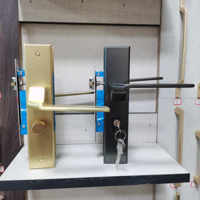 Door Lock Indoor Bedroom House Door Lock American Black Gold Solid Wood Door Handle Home Mute Door Lock 666-17