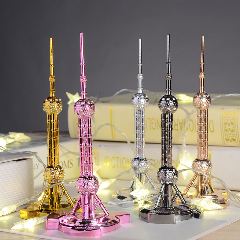 Shanghai Special Tourist Souvenir Oriental Pearl Tower Metal Construction Model Adornment Swing for Old Foreign Gift