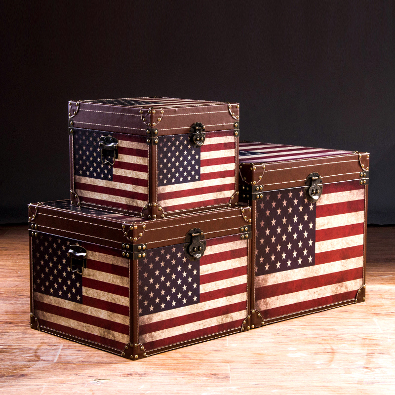 European retro nostalgic pastoral American country prop box storage box leather box British decorative photo shop window