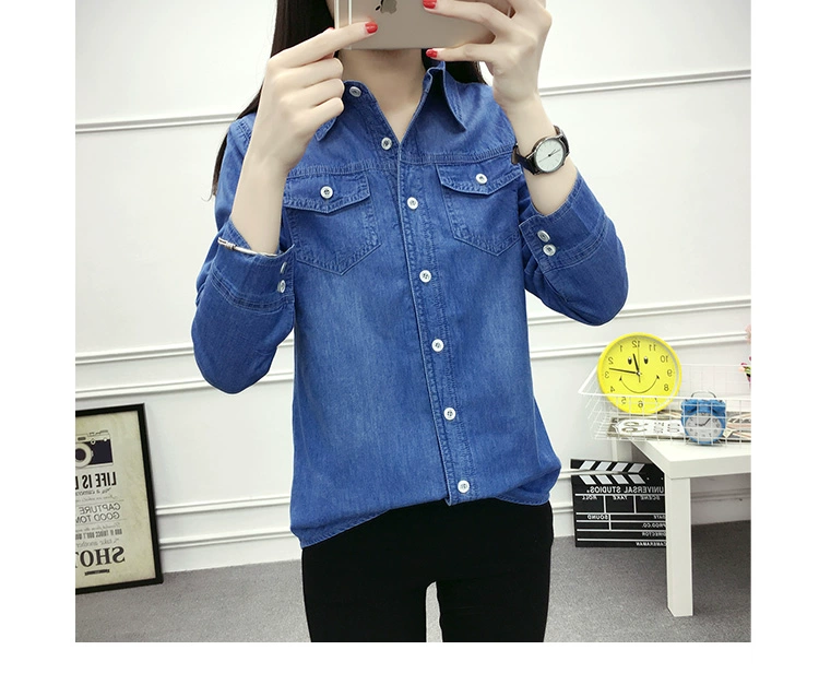 Áo khoác denim mùa đông dày tay dài cộng với áo sơ mi nhung nữ đáy quần 2018 mới ấm áp áo khoác nữ hoang dã áo sơ mi kiểu đẹp