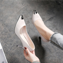 Pointed large size single shoes women Spring 41 42 43 thin high heel thin heel small size womens shoes 31 32 33 black Wild