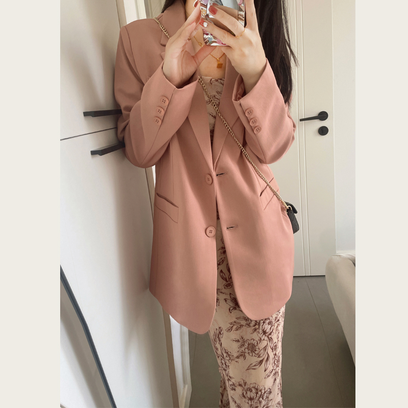 Pink Blazer for Women, Spring and Autumn Wear, Petite Size, Korean Style, Dusty Rose, Loose Fit, Slimming, High-End Suit Jacket Pink Blazer for Women, Spring and Autumn Wear, Petite Size, Korean Style, Dusty Rose, Loose Fit, Slimming, High-End Suit Jacket