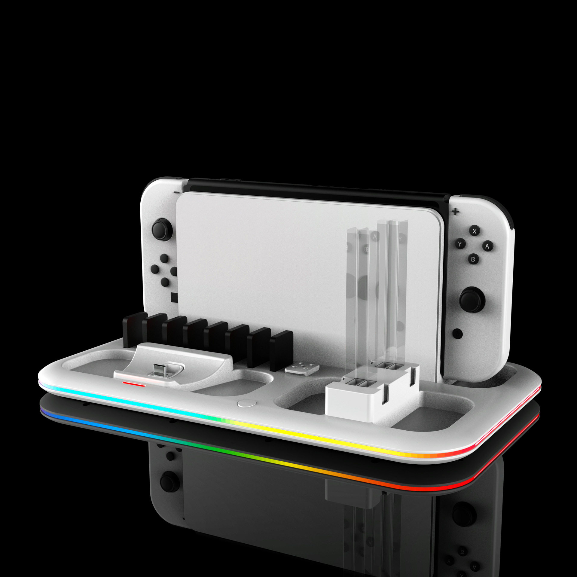 Поддержка хоста switch发光主机散热底座多功能joy-con手柄充电座游戏rgb桌面底座
