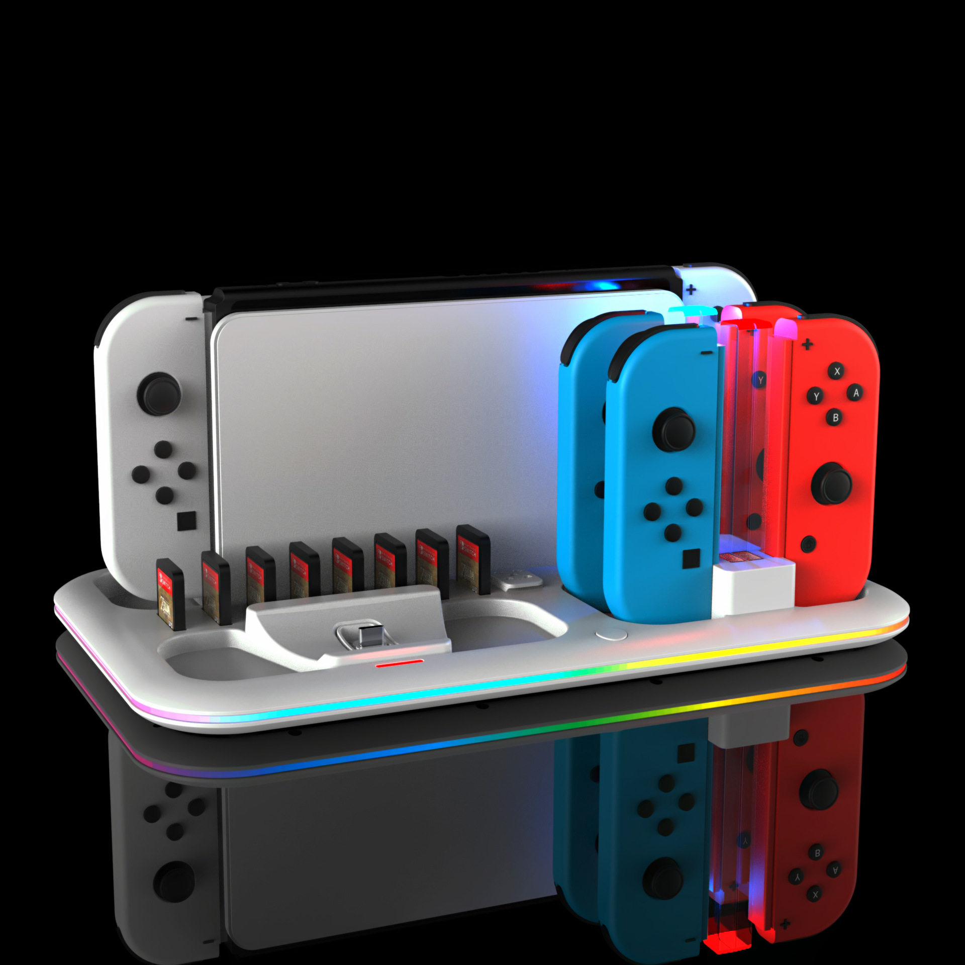 Поддержка хоста switch发光主机散热底座多功能joy-con手柄充电座游戏rgb桌面底座