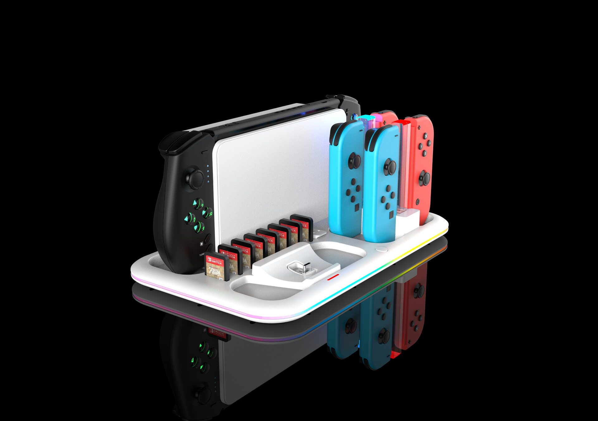 Поддержка хоста switch发光主机散热底座多功能joy-con手柄充电座游戏rgb桌面底座