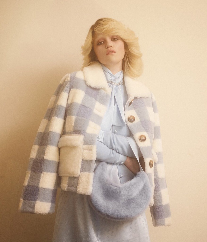 Sold Out. Exclusive Brand Saks Potts Blue Plaid Lambswool Short Coat