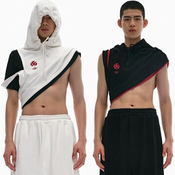 In Stock 50% off Og Oblique Embroidery Asymmetrical Short Sweatshirt Hoodie Ogasia