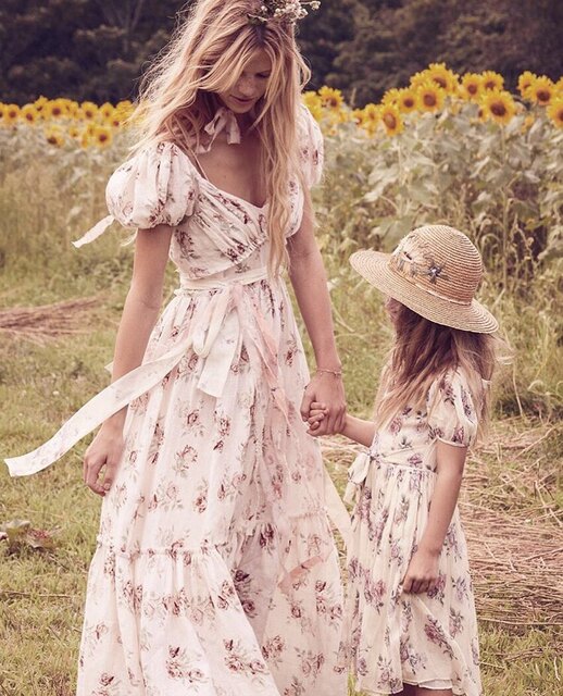 In Stock 60% off New York Brand Loveshackfancy Linen Rose Long Dress