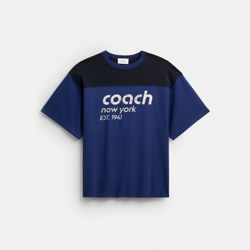 Authenticity Check at the Counter, Four Times Compensation for Fake Items, Coach/Coach New Men's T-Shirt, Cotton Color-Blocked T-Shirt Authenticity Check at the Counter, Four Times Compensation for Fake Items, Coach/Coach New Men's T-Shirt, Cotton Color-Blocked T-Shirt