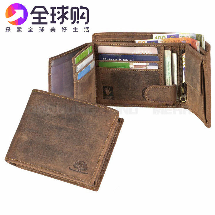 Original dress German GB genuine leather retro wallet for men and women short money clip leather wallet bank card bag card holder