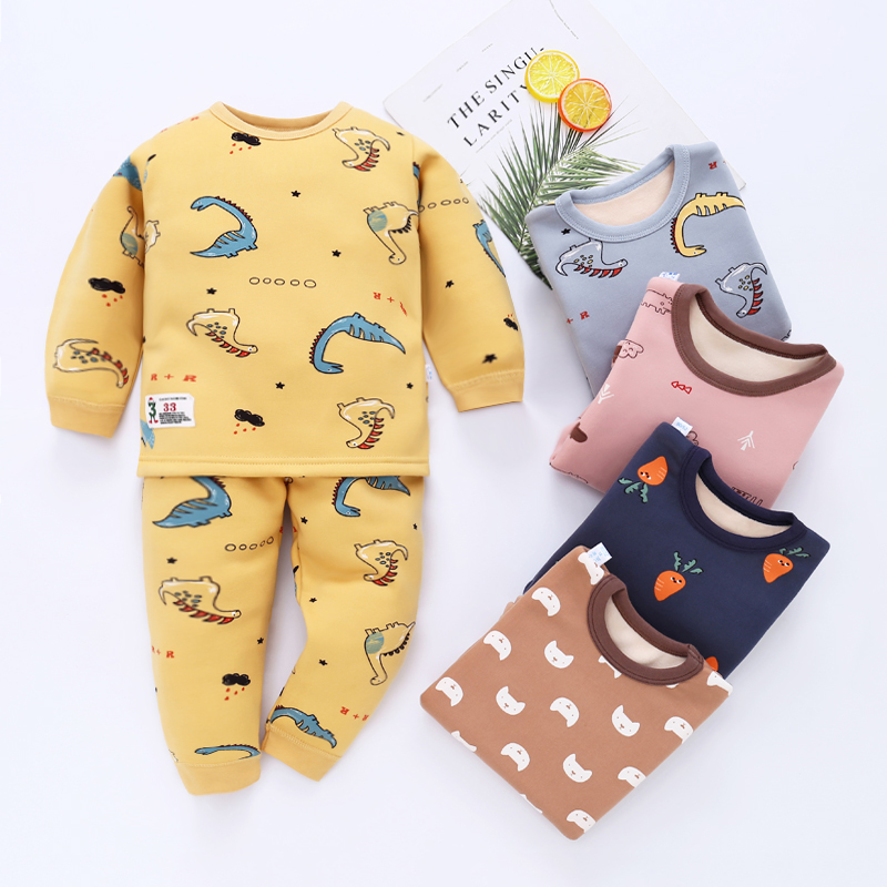 Children's thermal underwear suit thickened baby warm clothes Boys and girls Ga Suede Winter Boy Autumn Clothes Autumn Clothes