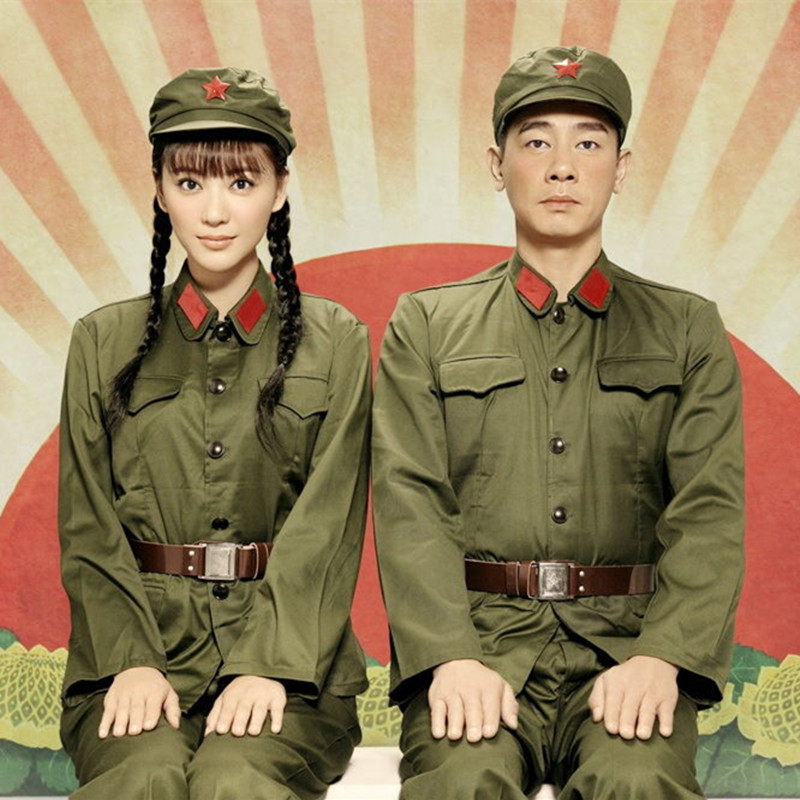 Red Guards Clothing FangHua Drama Clothing Men And Women's Uniform Green Military Uniform Stage Dance Performance Clothing Photo Gallery Photography