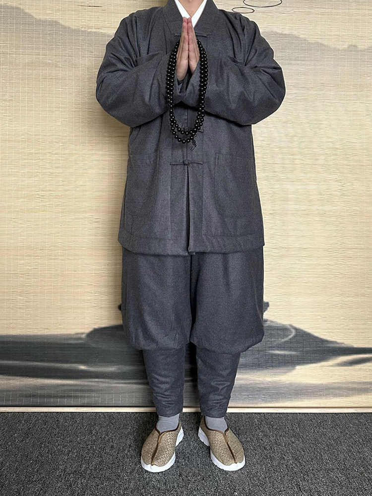 WINTER MONK CLOTHES COTTON JACKETS LEGGINGS TWEED PADDED SHORT COATS MALE AND FEMALE MASTERS THE SAME MONK CLOTHES THICKENED COTTON GOWNS