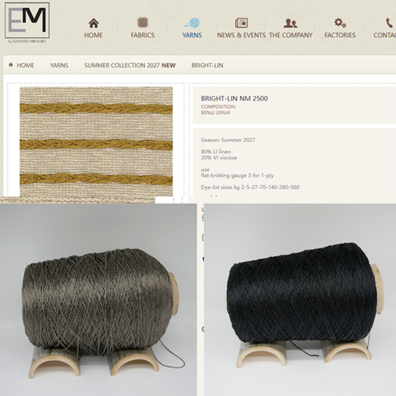 Italian Em Bright-Lin Linen Viscose Blended Yarn, Breathable and Skin-Friendly Hand-Knitting Yarn for Summer
