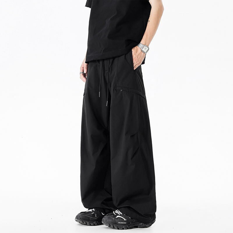 Sansenji Straight-Leg Black American-Style High-End Work Pants for Men, New Summer Loose Trendy Quick-Dry Casual Pants Sansenji Straight-Leg Black American-Style High-End Work Pants for Men, New Summer Loose Trendy Quick-Dry Casual Pants