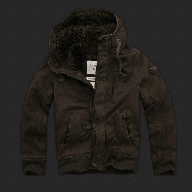 Old-Style Abercrombie Fitch Af Men's Vintage Distressed Faux Fur-Lined Heavyweight Hooded Jacket