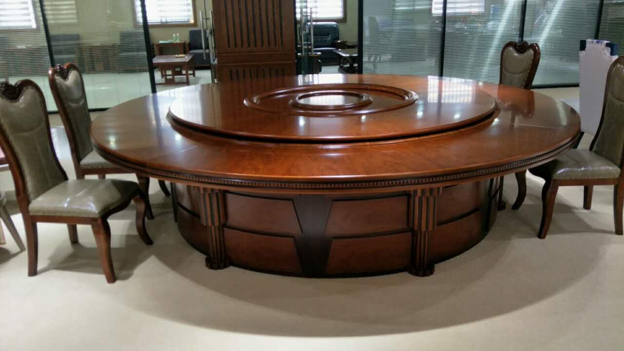 Hot pot table induction stove integrated new Chinese full solid wood commercial one pot electric turntable hot pot big round table