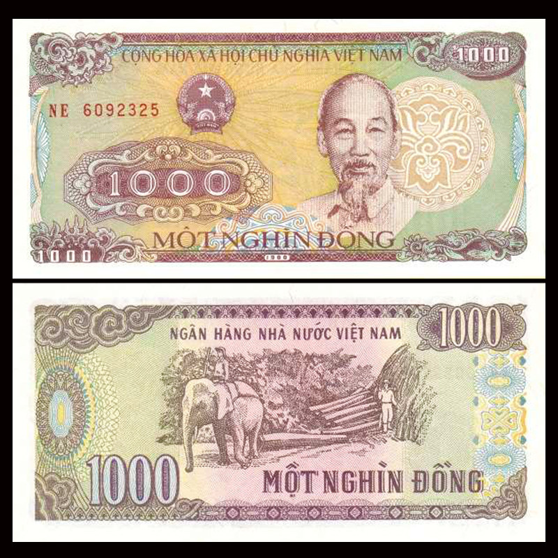Asia new Inc Vietnam 1000 Shield banknotes foreign coins Asia
