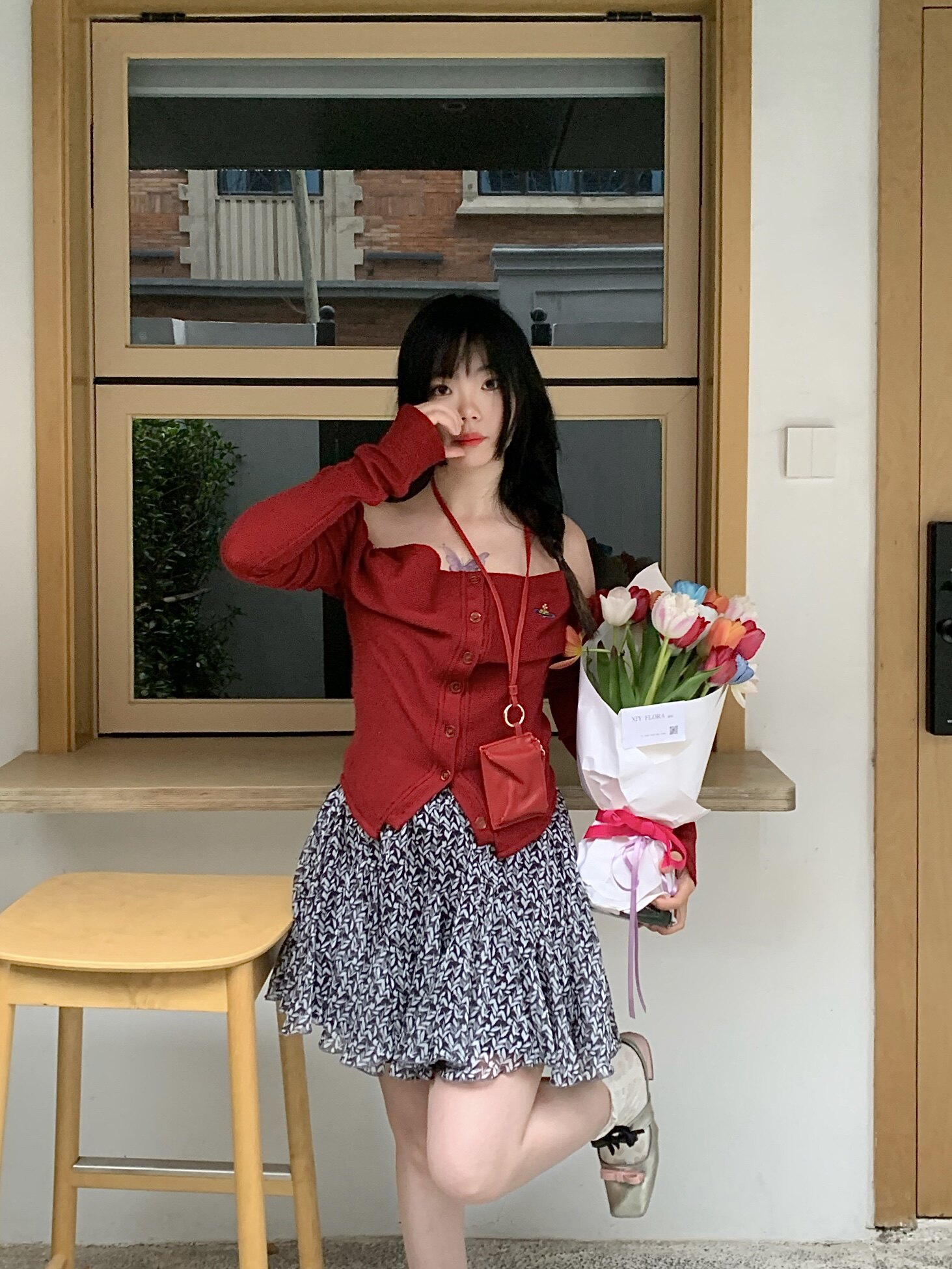 ELLE夏季法式碎花伞裙A字版型遮肉显瘦 碎花图案清新浪漫小众设计别致不撞款