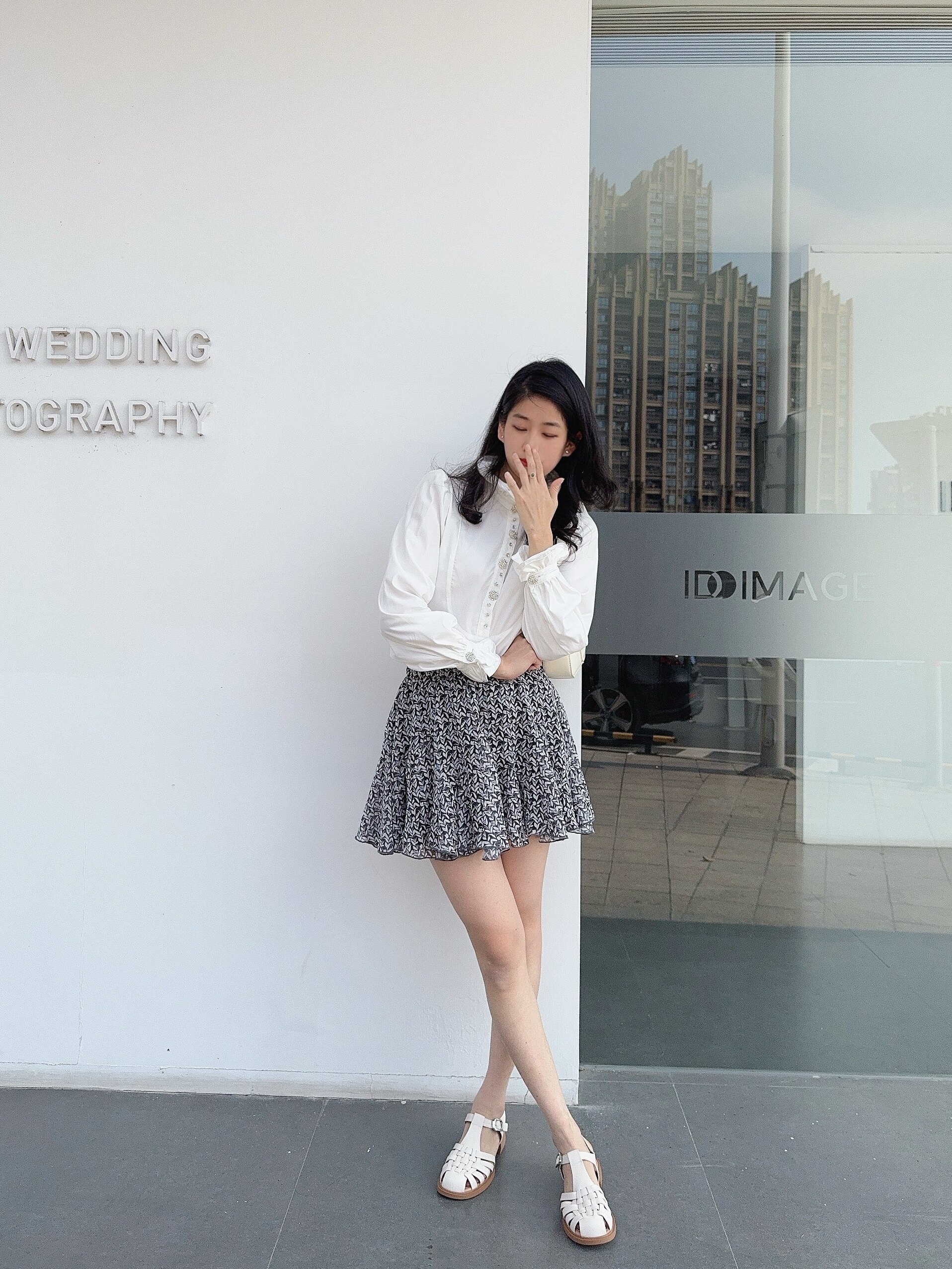 ELLE夏季法式碎花伞裙A字版型遮肉显瘦 碎花图案清新浪漫小众设计别致不撞款