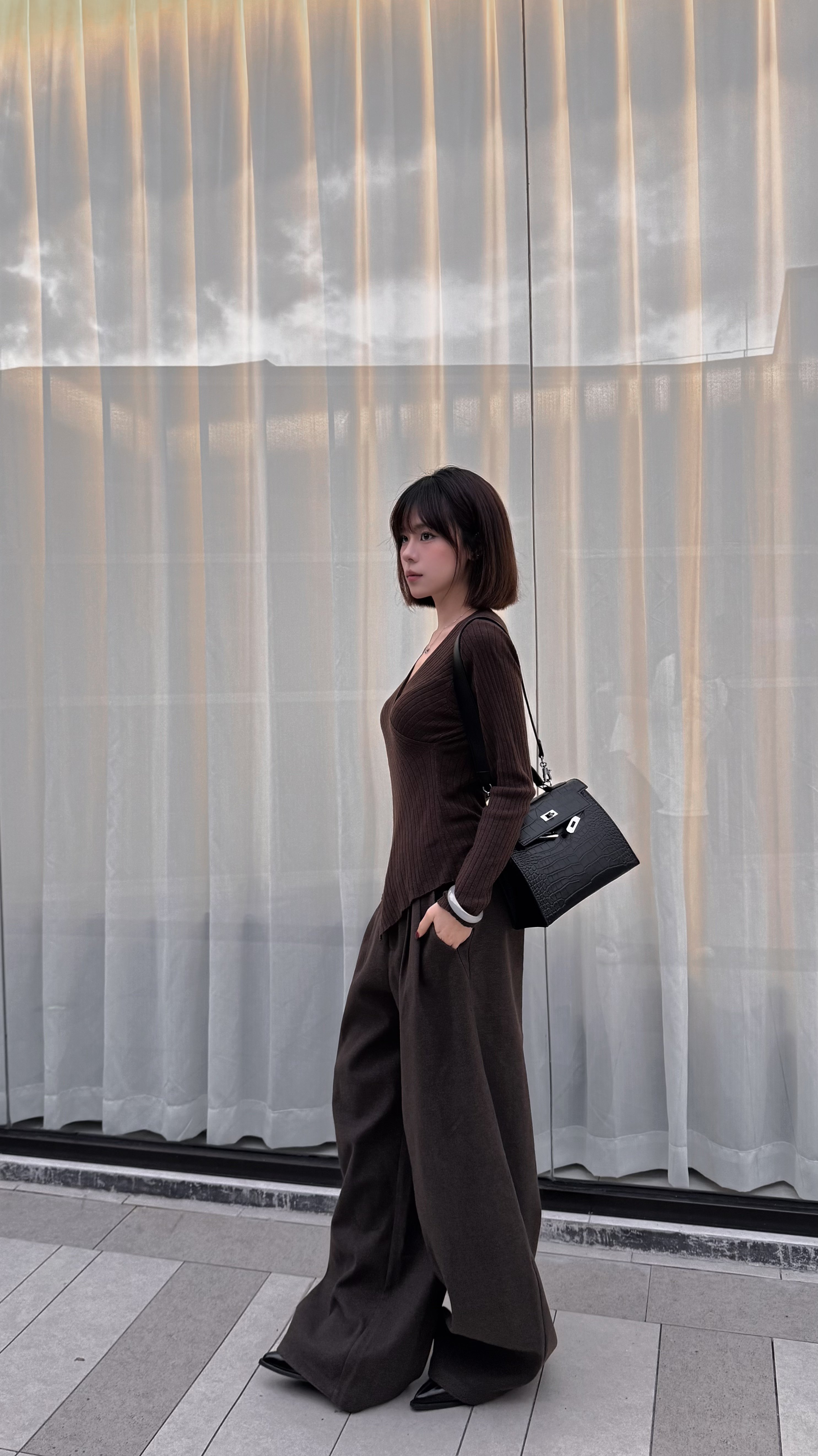 KENABSTUDIO春夏灰色阔腿西装裤 宽松垂感面料舒适有型