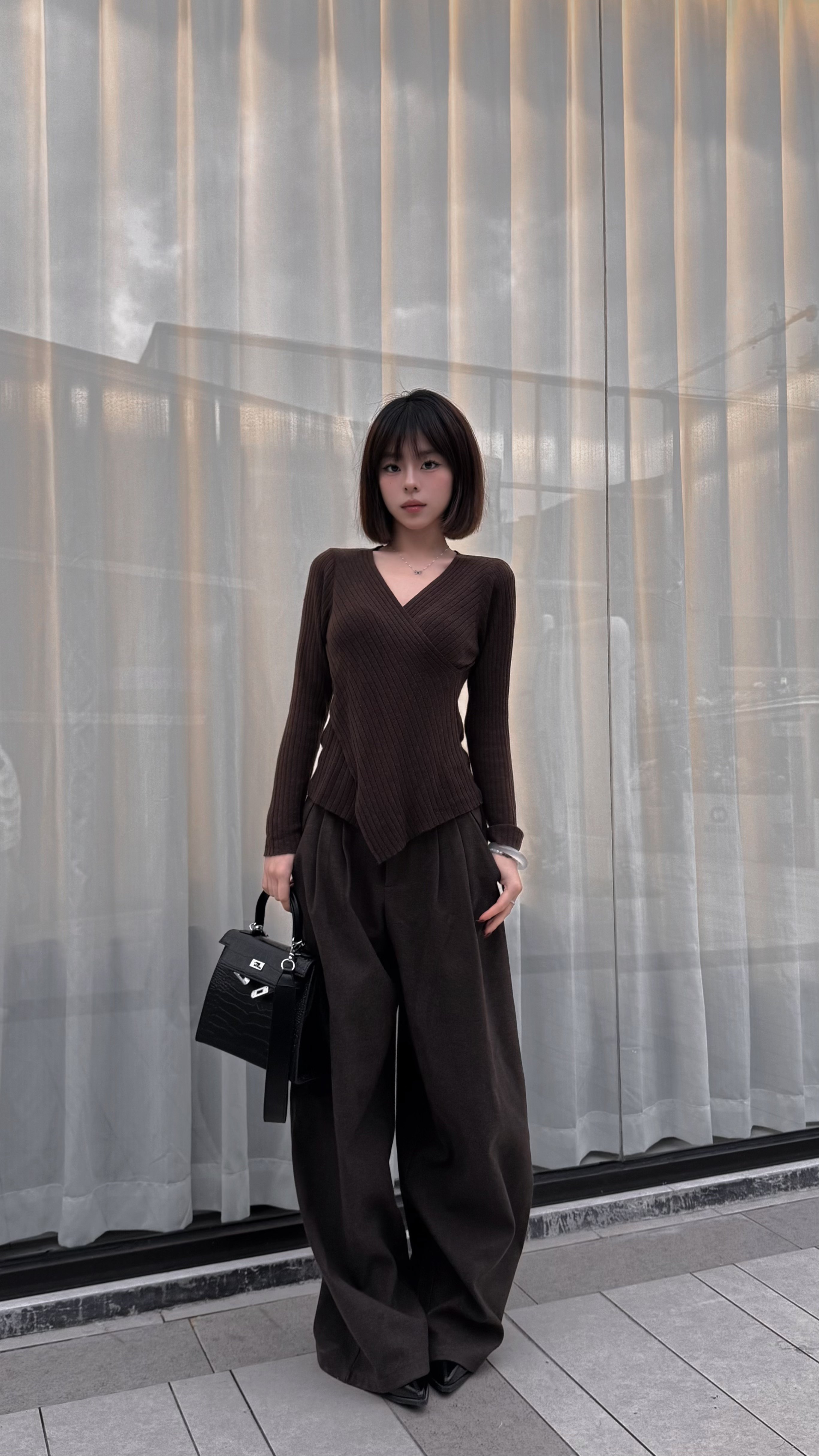 KENABSTUDIO春夏灰色阔腿西装裤 宽松垂感面料舒适有型