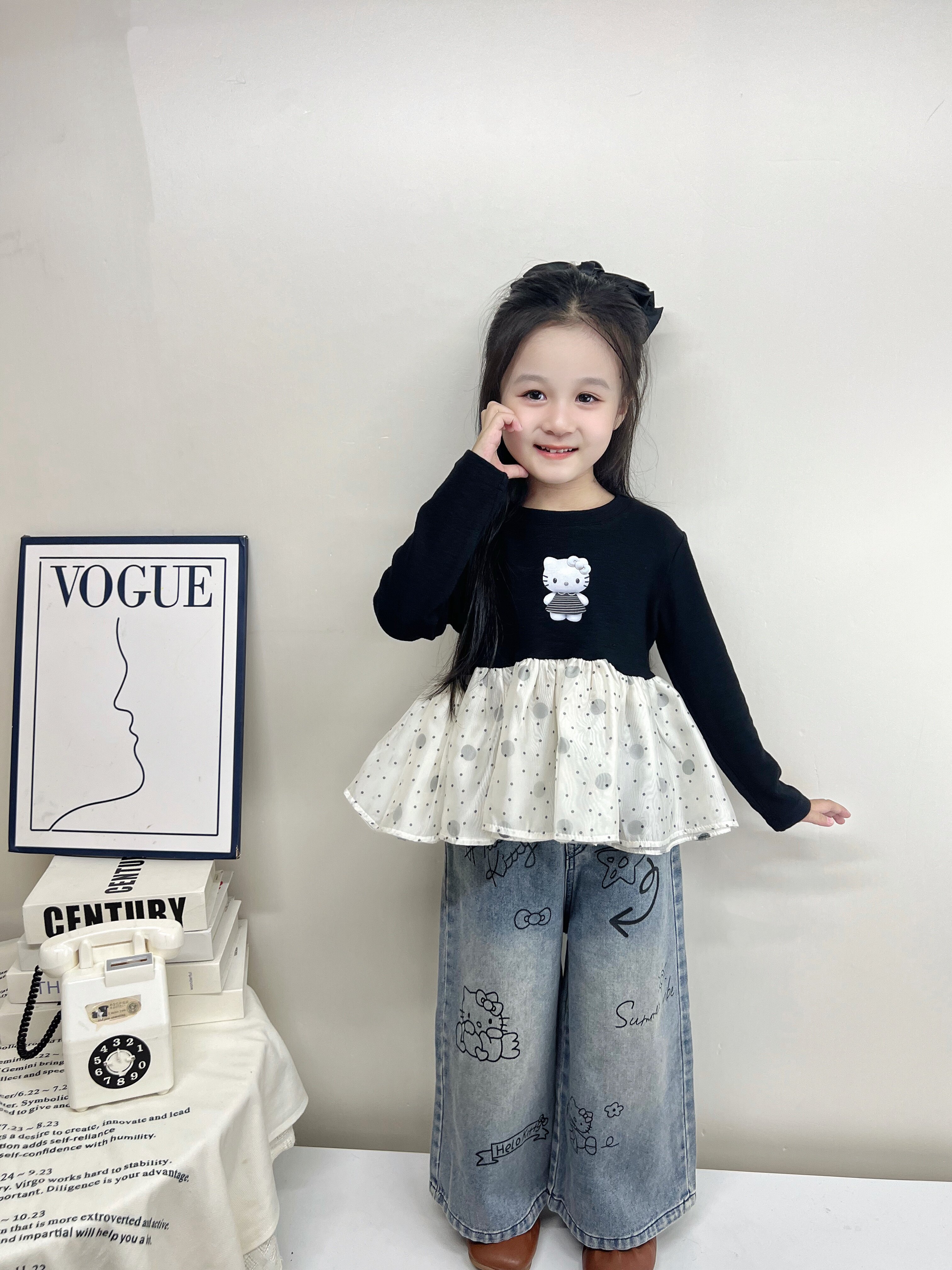 Customer photo for Black Mesh-Panel Kitty Top, 110cm