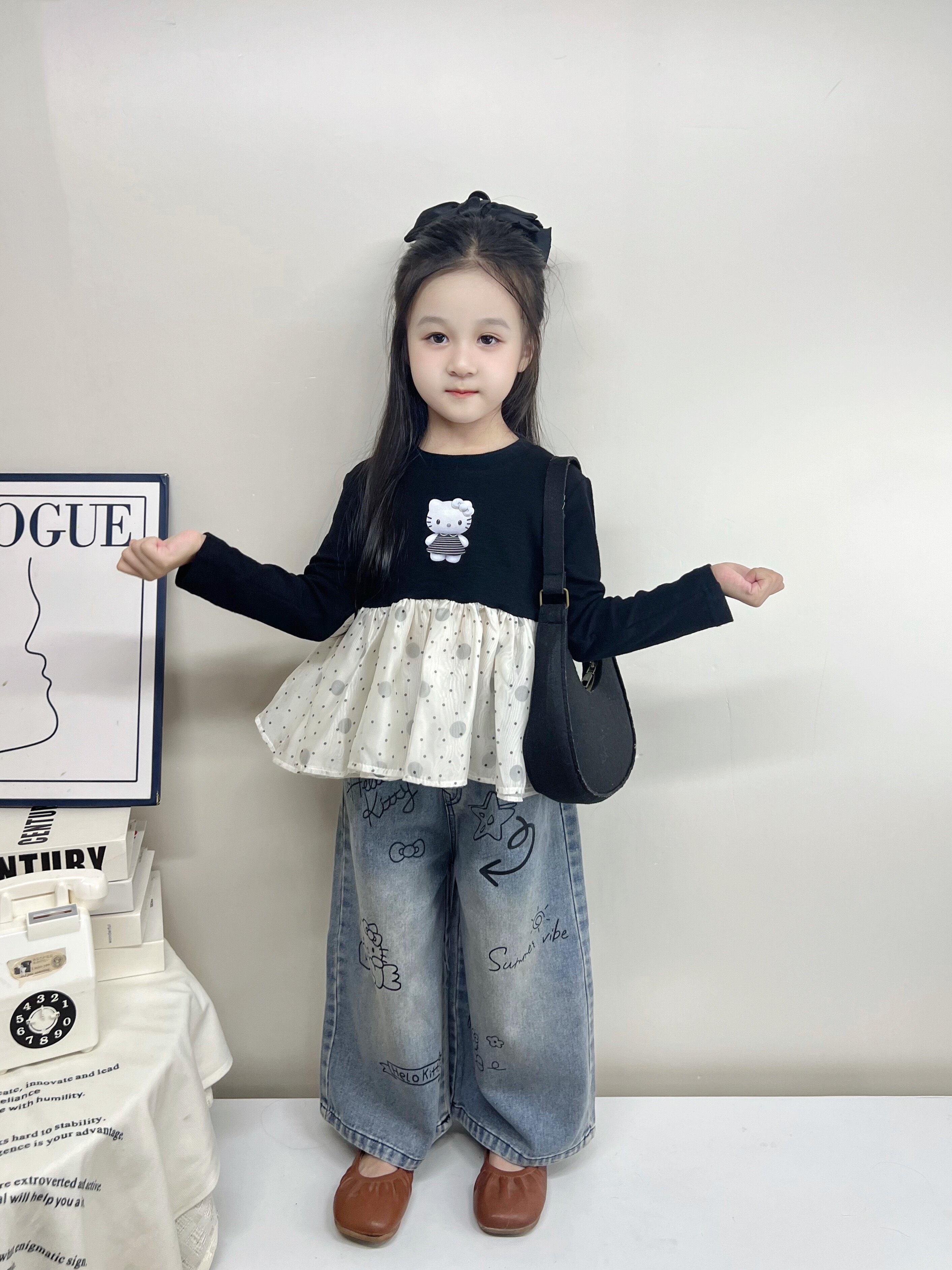 Customer photo for Black Mesh-Panel Kitty Top, 110cm