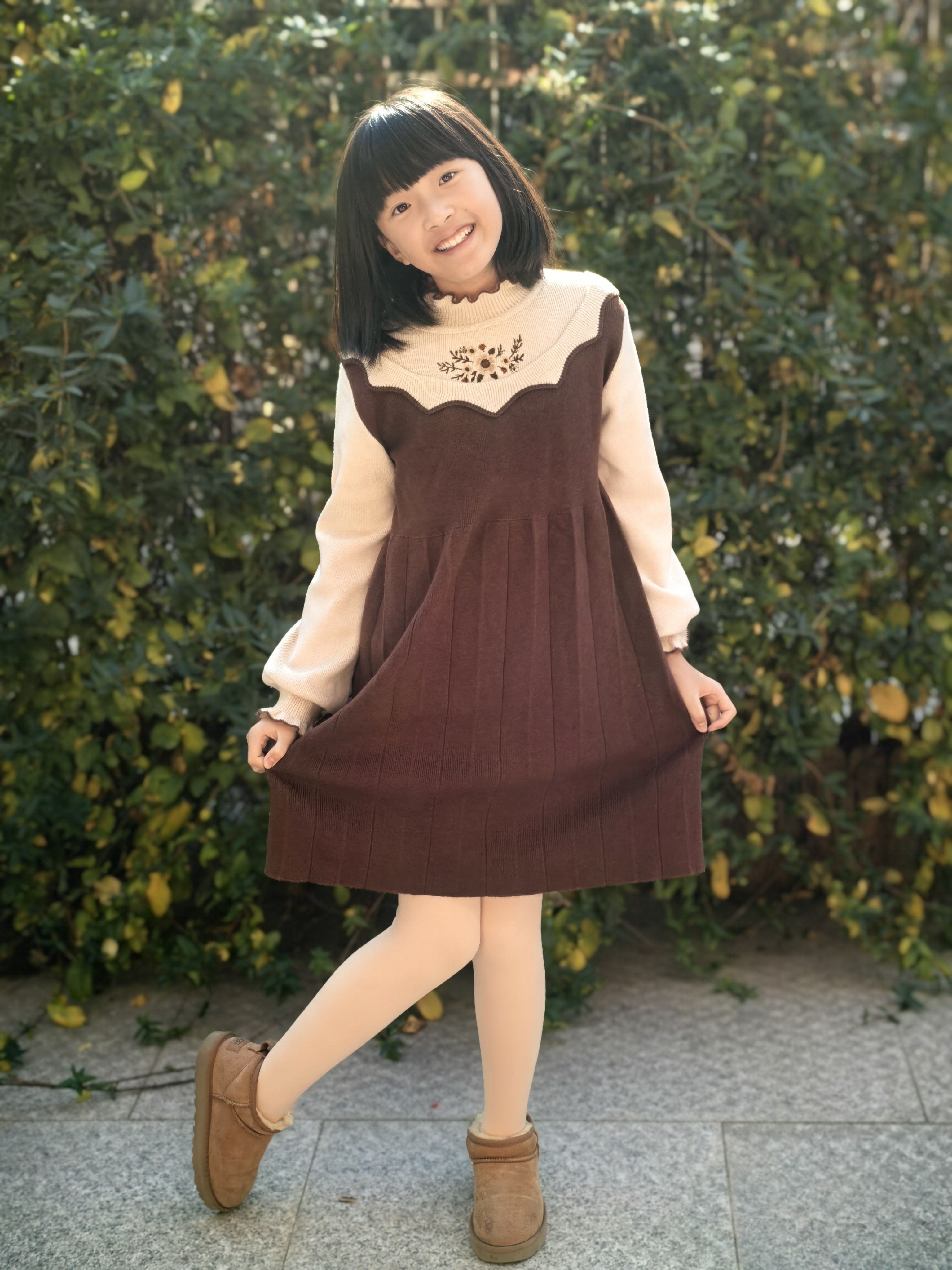 Customer photo for Coffee Brown Fleece-Lined (G2356), 160cm