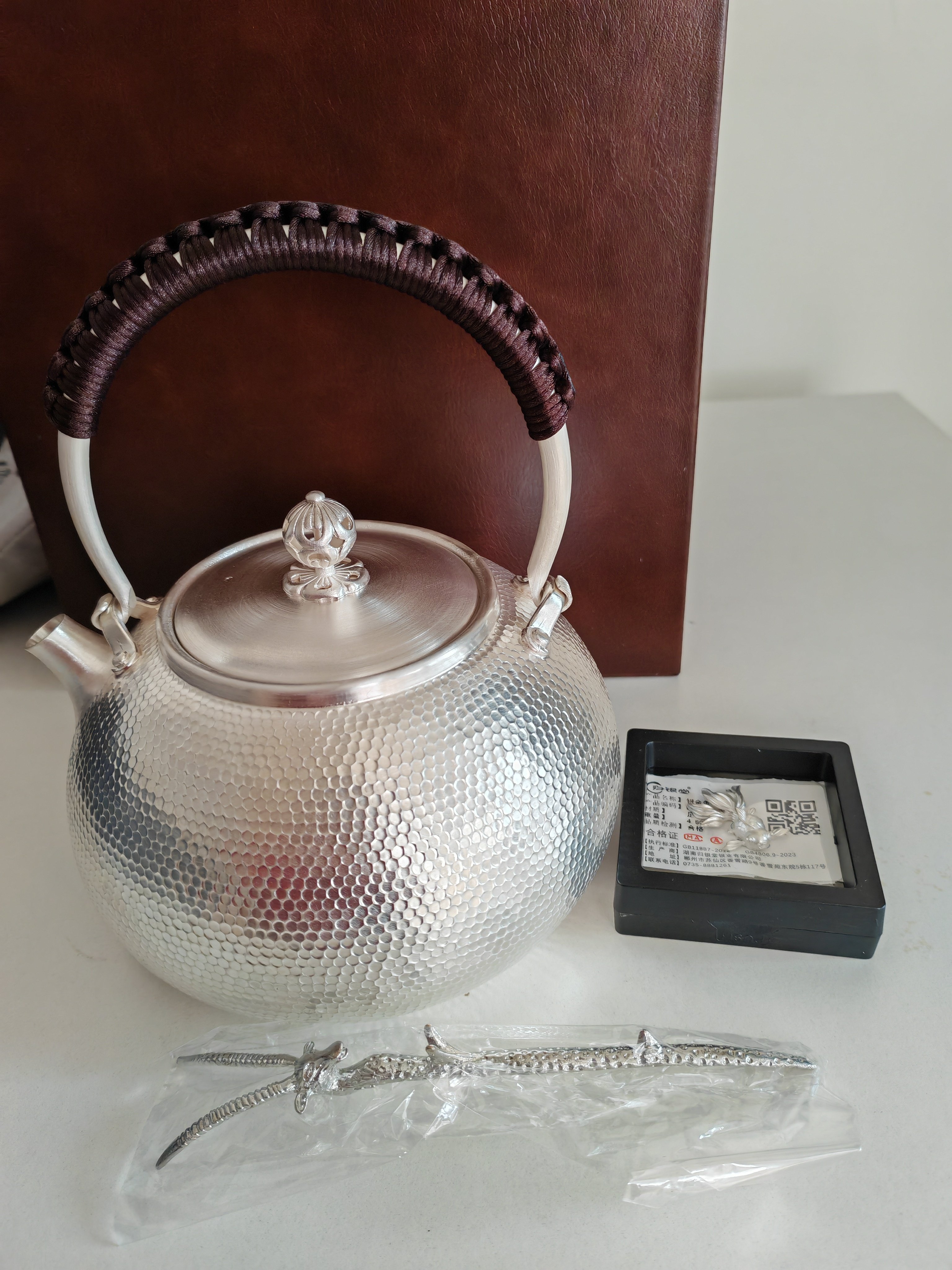 歸銀堂純銀手工燒水壺日本銀器泡茶茶具中式提樑防燙-Taobao-Tmall