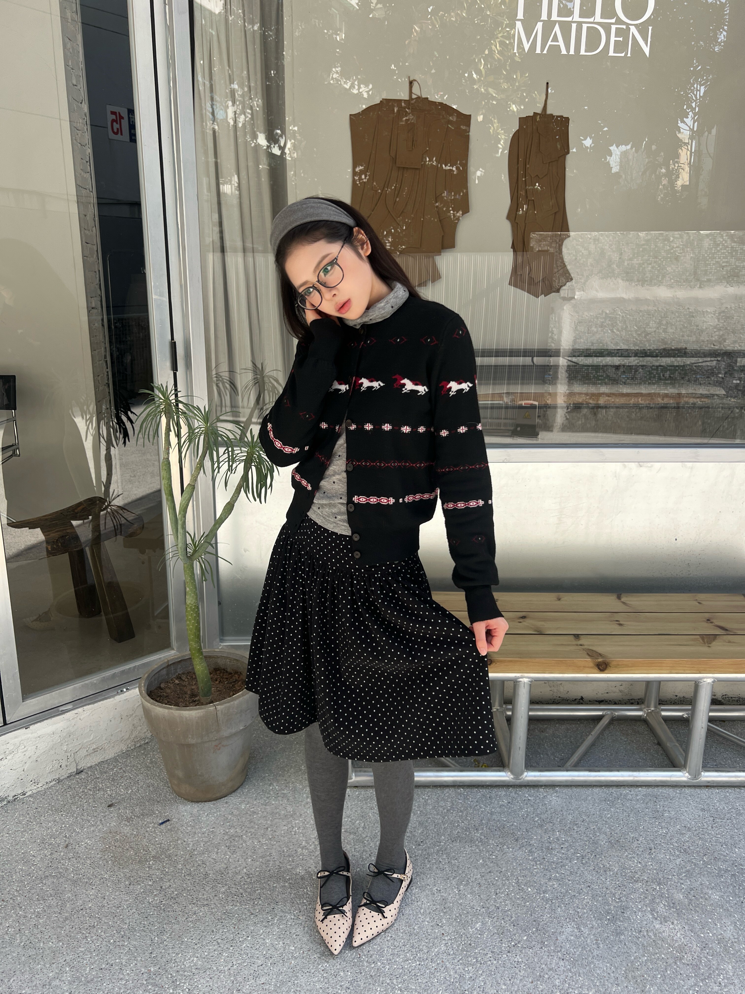 张婧仪同款千百度静音波点珍珠奶茶鞋 玛丽珍鞋型复古甜美 波点浅口