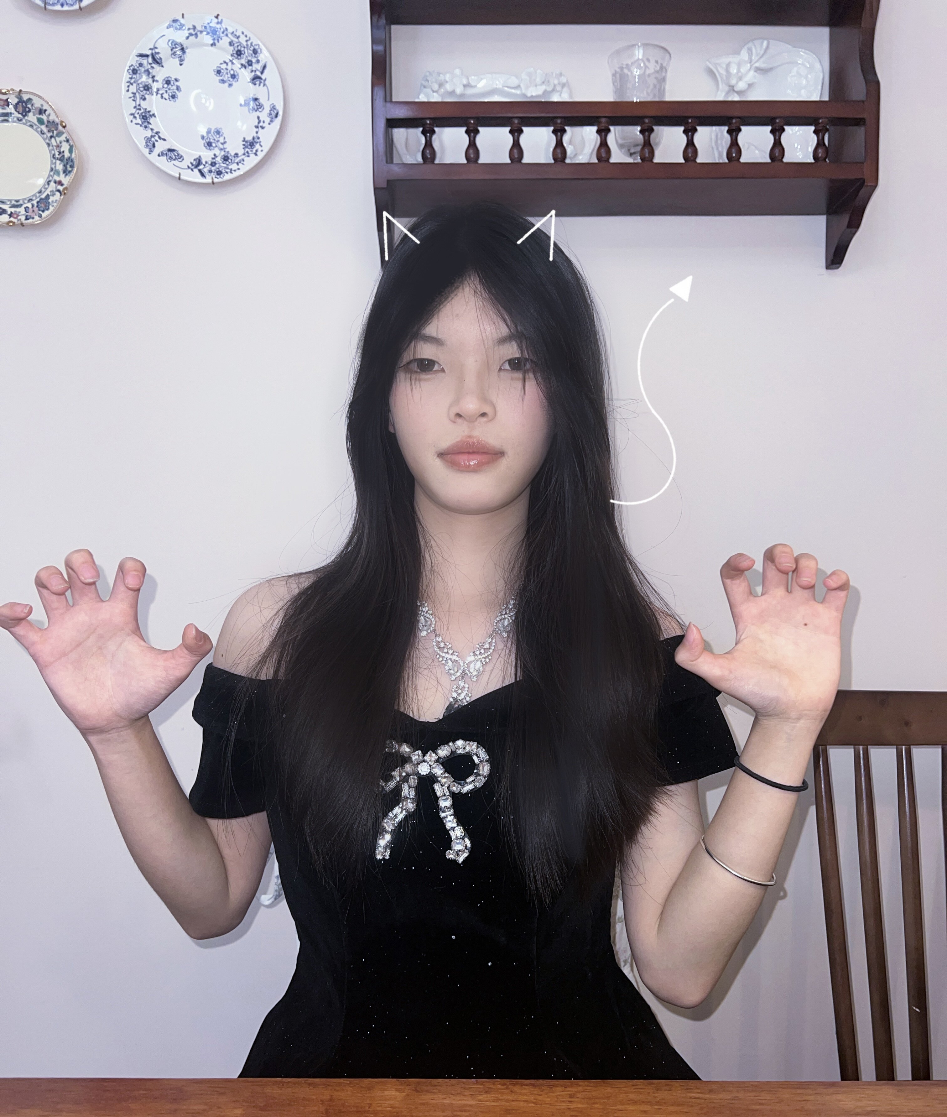 SYJ舒衣家微胖mm法式小黑裙 蓬蓬裙摆遮肉显瘦 收腰设计勾勒腰线生日礼服