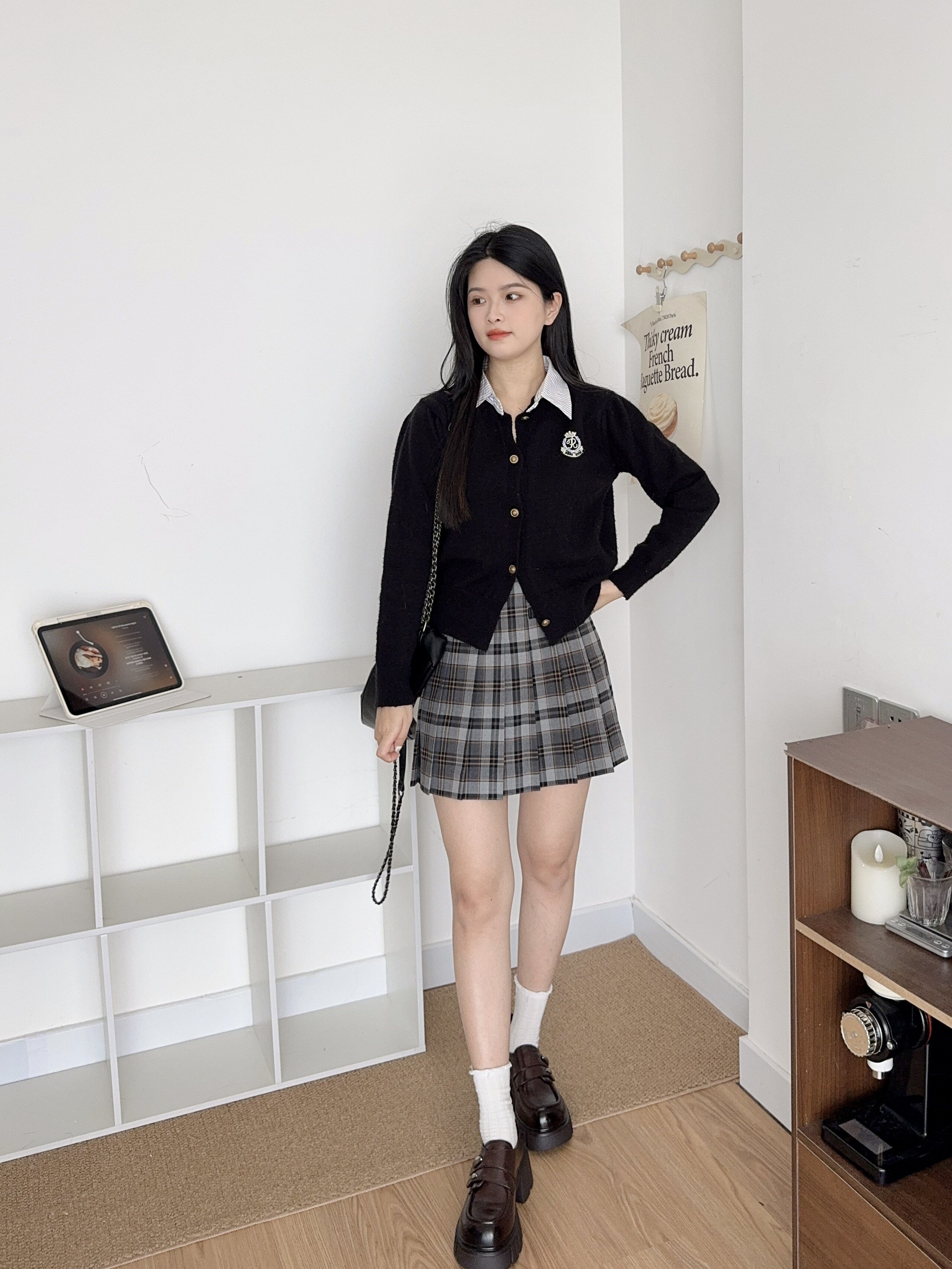 TATA他她钢琴家黑色乐福鞋 厚底增高设计拉长比例 小皮鞋质感百搭高级 JK制服绝配