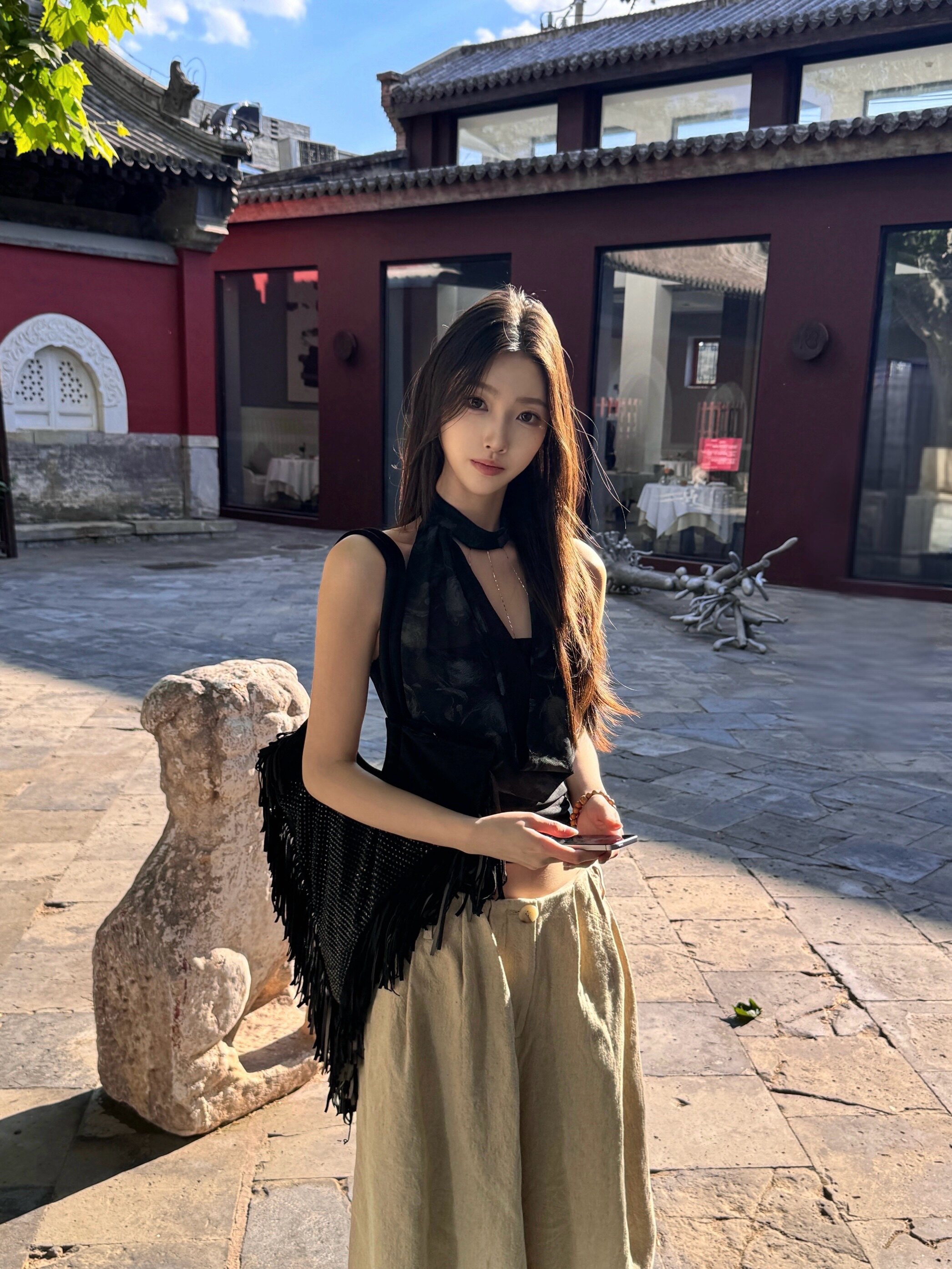 VIAPITTI夏季爆款链条荡领挂脖背心 收腰修身显瘦百搭 辣妹风与设计感并存