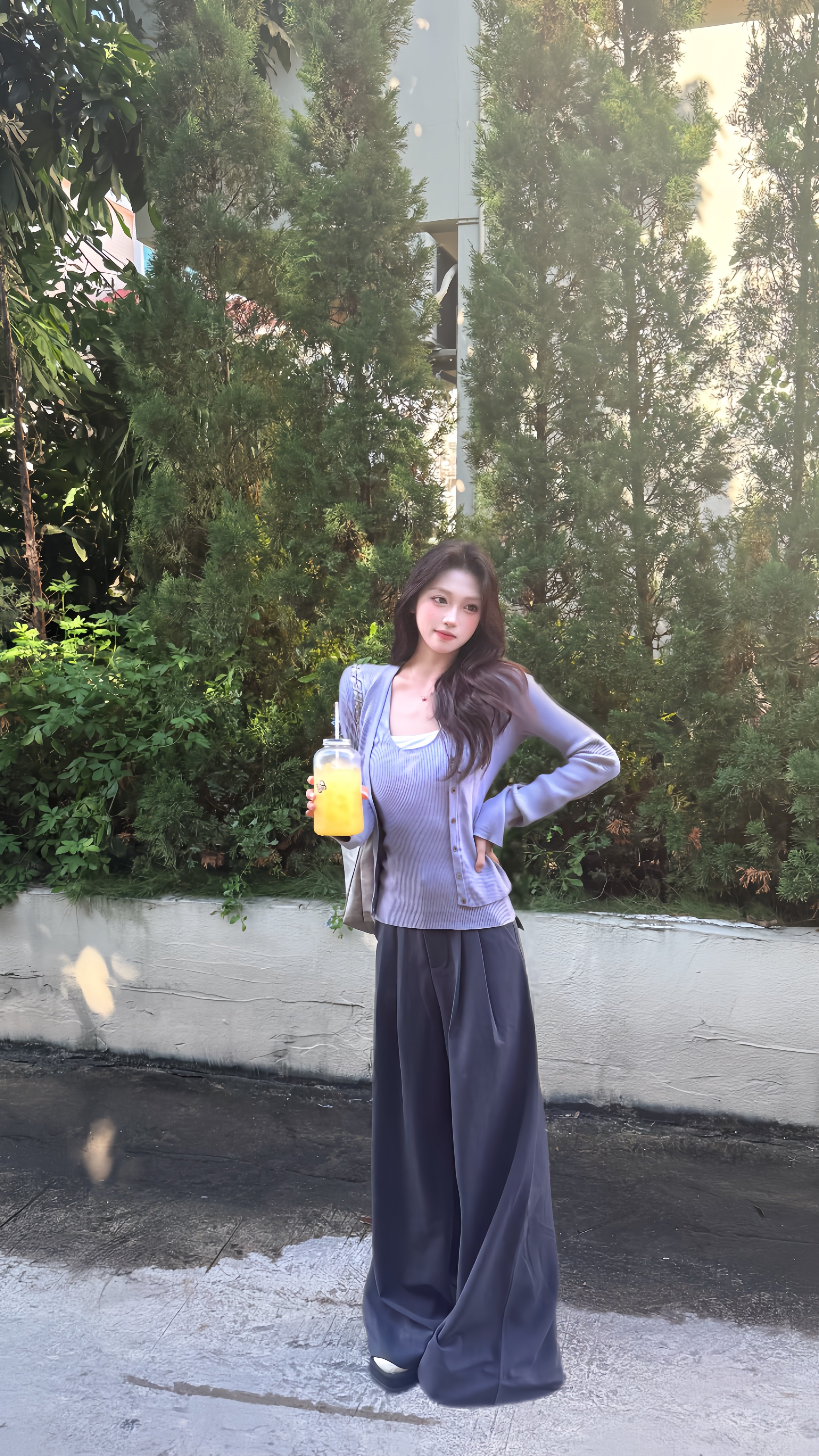 KENABSTUDIO春夏灰色阔腿西装裤 宽松垂感面料舒适有型