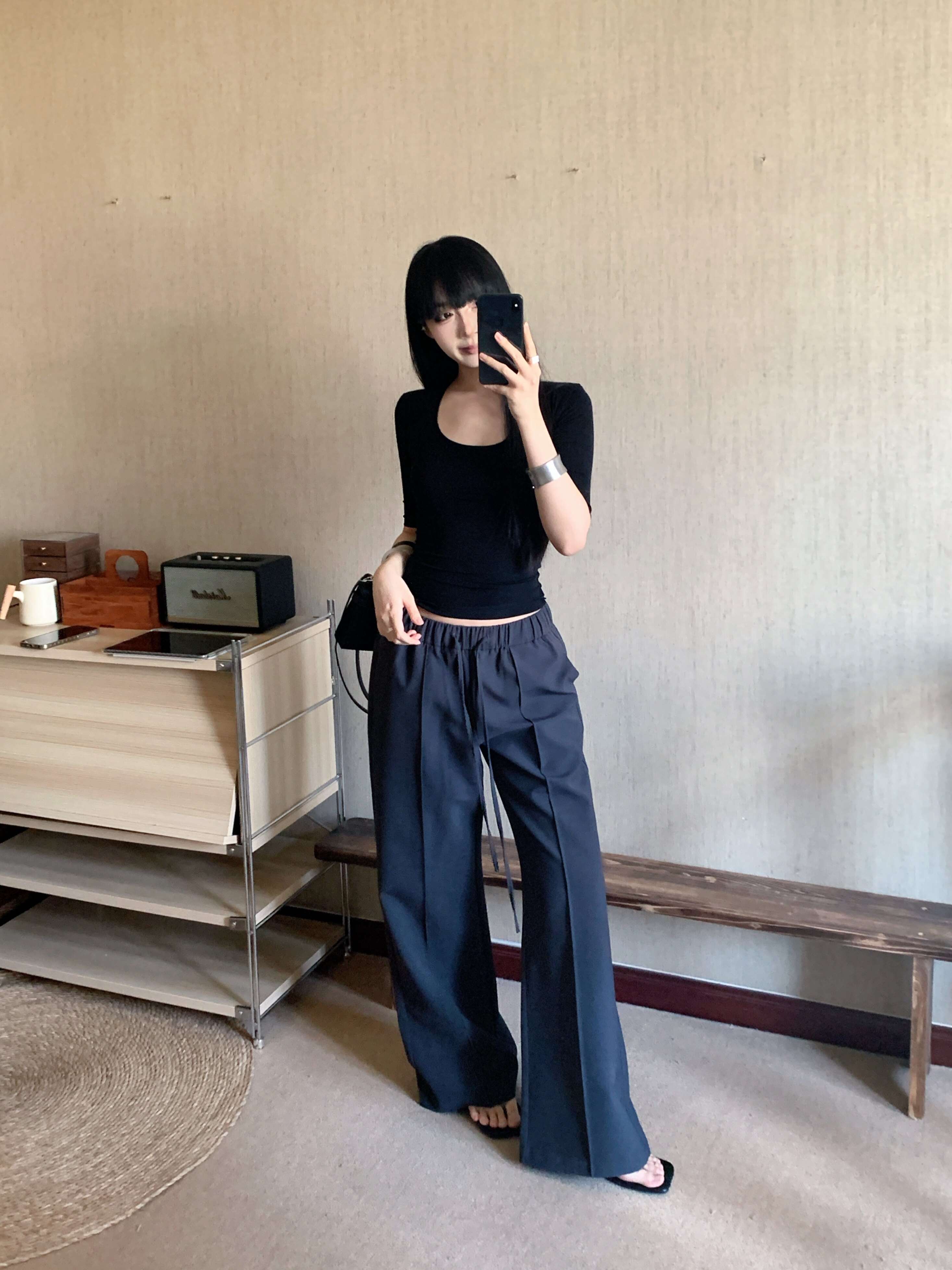 黑泽玄七2026春季新款微胖T恤 大U领设计修饰锁骨更显瘦 五分袖遮肉不勒手臂