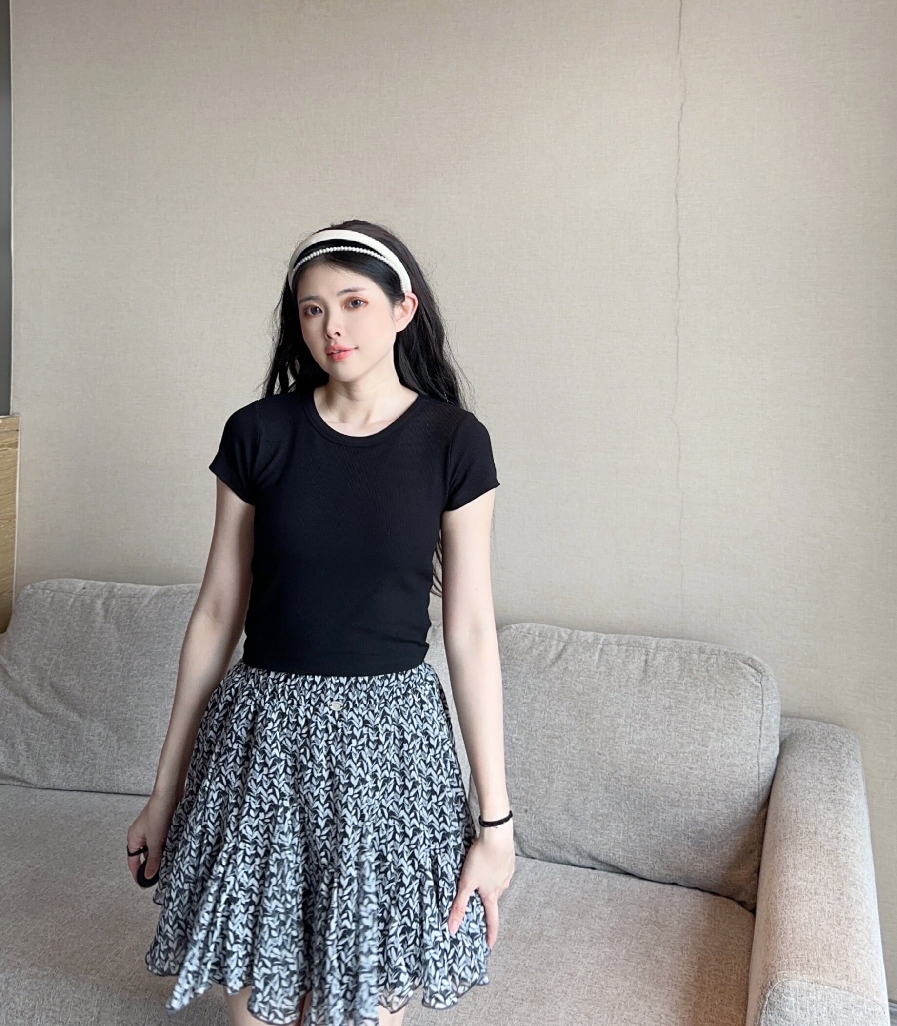 ELLE夏季法式碎花伞裙A字版型遮肉显瘦 碎花图案清新浪漫小众设计别致不撞款